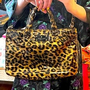 Kate Spade ♠️ patent leather leopard satchel bag